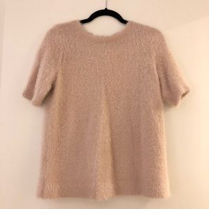 Ann Taylor Loft dusty pink fuzzy short sleeve top